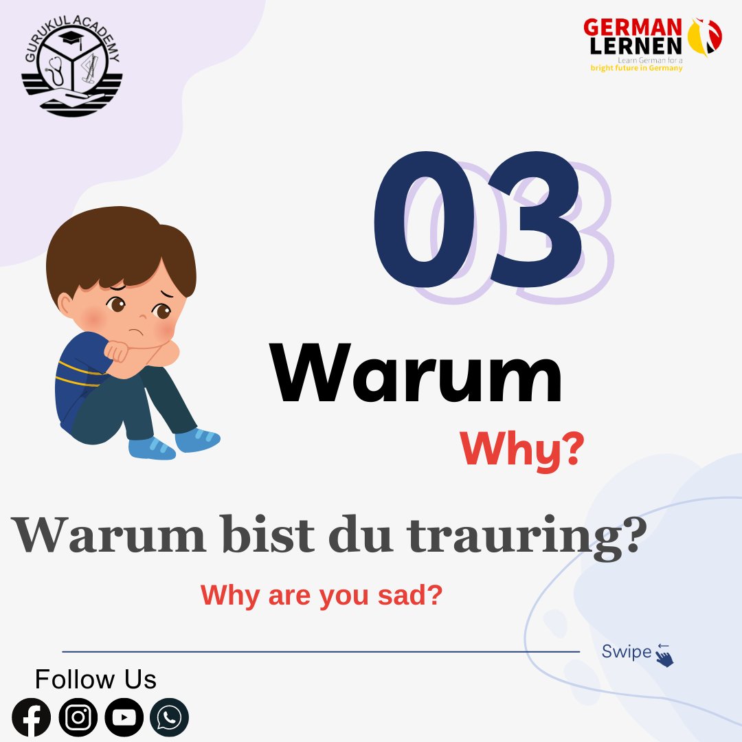 Questions in German for Beginners. Part -1

Swipe >>

For More Info Contact Us: 8281995602
Free Demo Class Now
.
.
.
#LearnGerman #LanguageJourney #AdmissionsOpen #journey #German #GermanLanguage #Language #GurukulAcademy #LanguageLearning #EnglishLanguage #EnglishAcademy