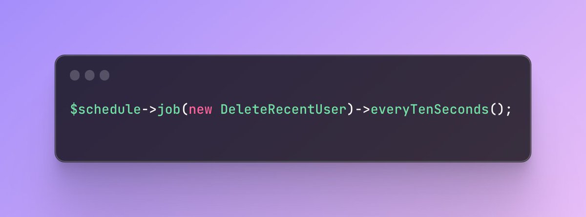 taylorotwell's tweet photo. Today's Laravel release brings a couple *long requested* features. 🔥 Buckle up.

First, thanks to @jessarcher, you can now schedule tasks with sub-minute frequency. 

everySecond, everyTwoSeconds, everyTenSeconds, etc.

Read more here: https://t.co/u6O4Tn2uaS https://t.co/AkoOImzRu1