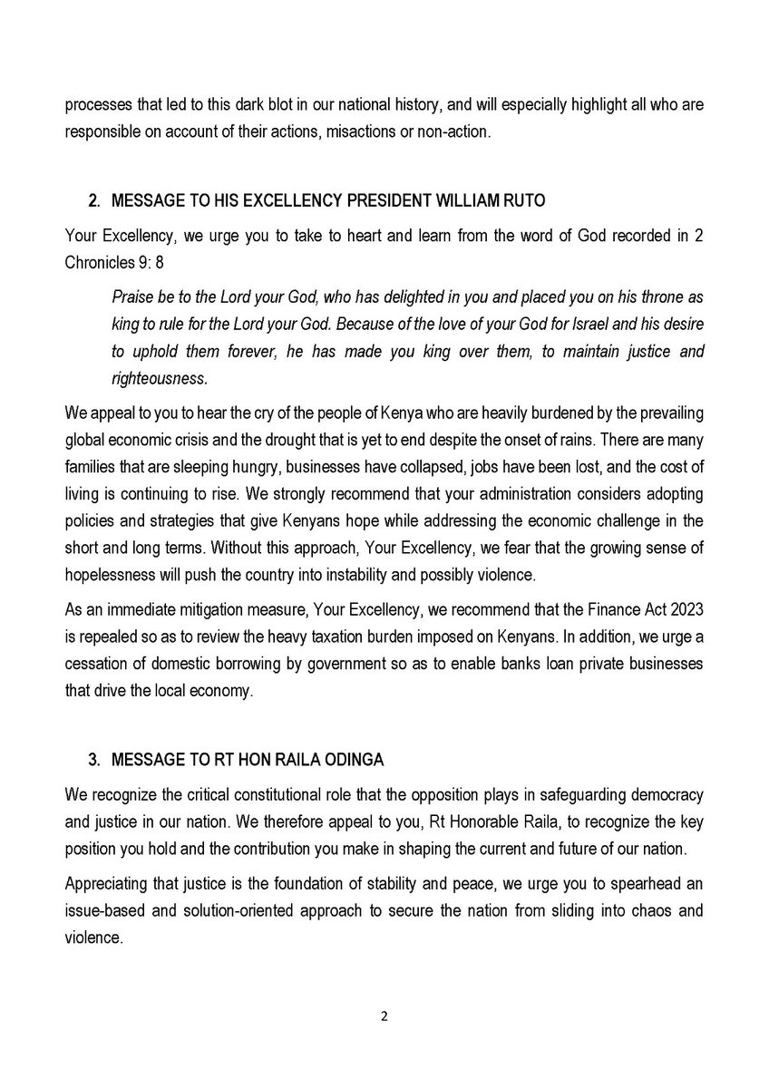 ‼️‼️‼️‼️
<a href="/NCCKKenya/">NCCK</a>

Message to;
President William Ruto
Rt. Hon. Raila Odinga

(2/3)
#PeaceAndLove