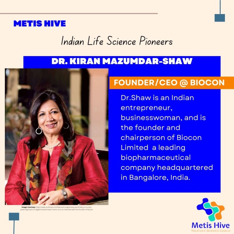 MetisHive's tweet photo. "🔬🌟 Dr. Kiran Mazumdar-Shaw: Life Science Pioneer, Biocon Founder 🌱💼 Leading the way in biotech innovation, she brewed success from a garage. Affordable healthcare advocate, R&amp;D guru, inspiring entrepreneur. 🌍🏆 Join Metis Hive, where dreams come alive! #LifeScienceLeaders https://t.co/p0WxKgTnfU