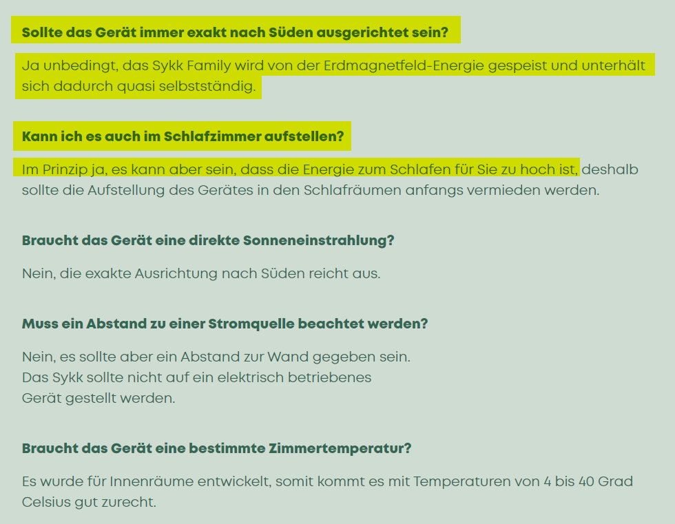 schwurbelwatch's tweet photo. Laut FAQ wird der Bremsklotz namens #SYKK nicht mehr durch kosmische Energie gespeist sondern jetzt von der "Erdmagnetfeld-Energie". Naja.. hauptsache kostenfrei.

Nicht im Schlafzimmer aufstellen, denn "die Energie" könne zum Schlafen "zu hoch sein".

HAHAHAHAHA https://t.co/kkUF5PgY2V
