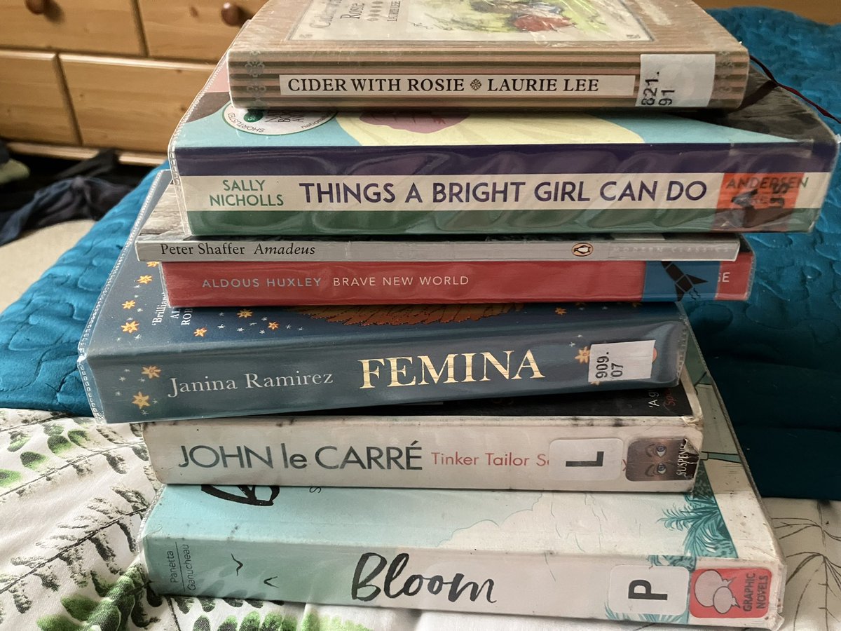 paulaw32's tweet photo. Had (another) rubbish day. More than rubbish if I’m honest. Hadn’t realised that trips to multiple libraries might make it a teeny bit better. Can not wait to start reading some of these and making headway into the Summer Reading Challenge at work https://t.co/Lnzn6pAxUI