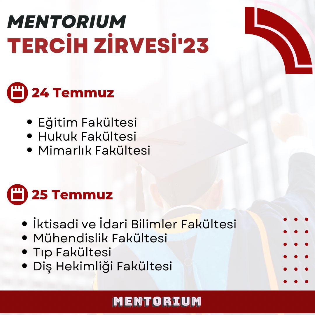Tamamen ücretsiz olacak Mentorium Online Tercih Günleri Zirvesi'nde sen de yerini al ve üniversite öğrencileri veya yeni mezunlarla görüşebilme fırsatını yakala!

docs.google.com/forms/d/e/1FAI…

#yks #yks2023 #yks2023osymacikla #tyt #ayt #üniversite