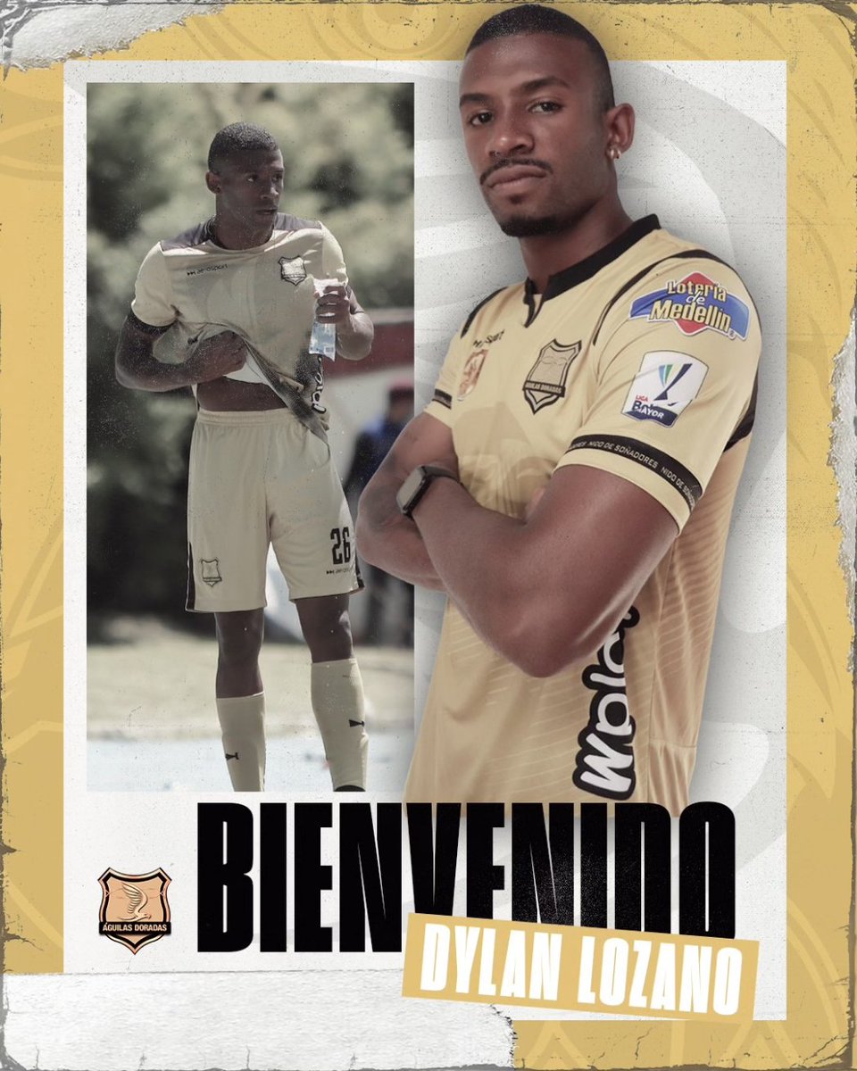 AguilasDoradas's tweet photo. ¡Bienvenido, Dylan! 🔝

Nacido en carepa y proveniente del @clubatleticohuila, nos complace informar que Dylan Stiven Lozano Chica ahora es nuevo jugador del club.

A sus 21 años se suma al proyecto dorado para ir por todos los objetivos.

#CreerNosHaceGrandes https://t.co/nEBWiFGWKM