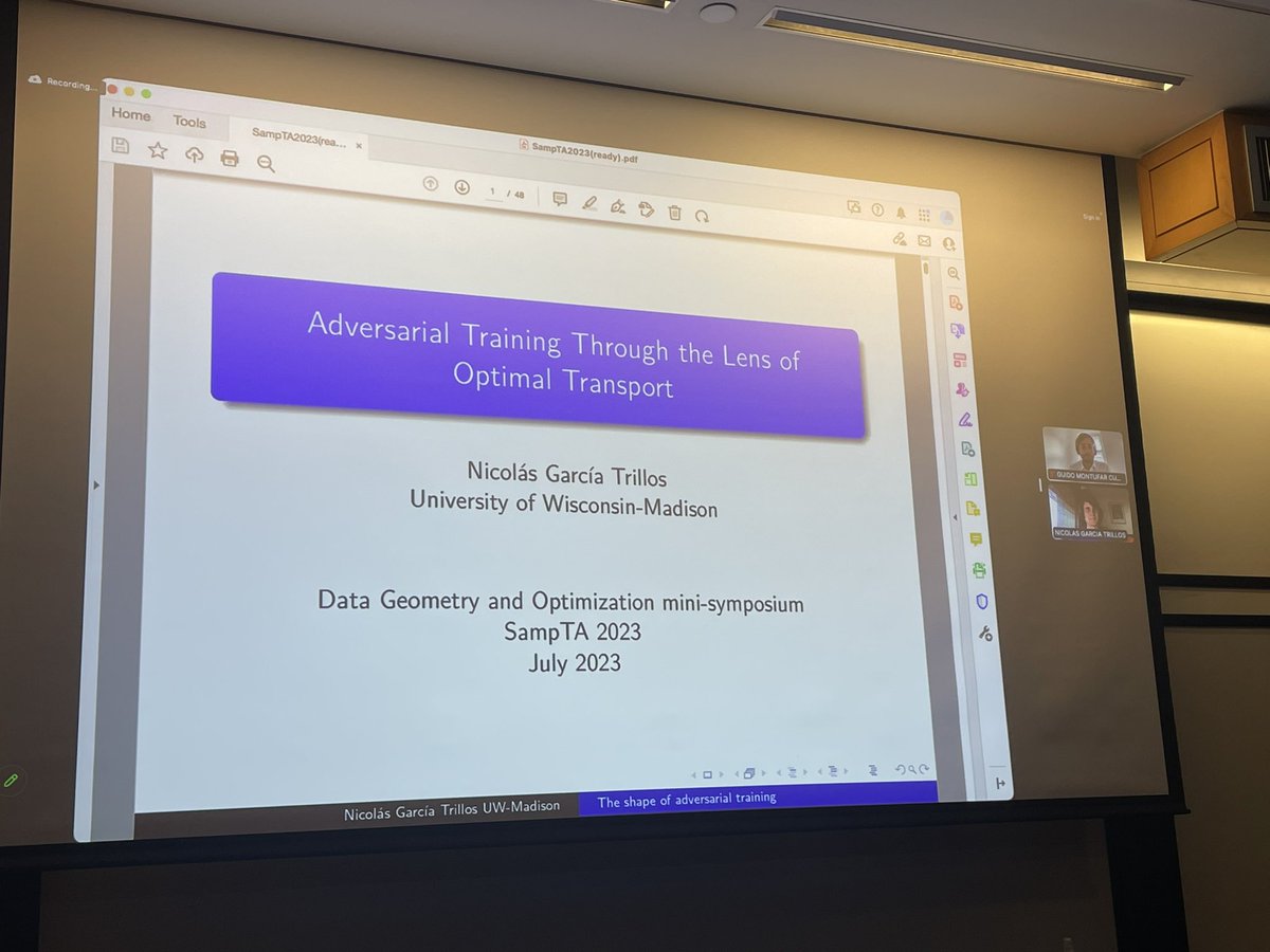 Nicolas Garcia Trillos speaking about Adversarial training via optimal transport!