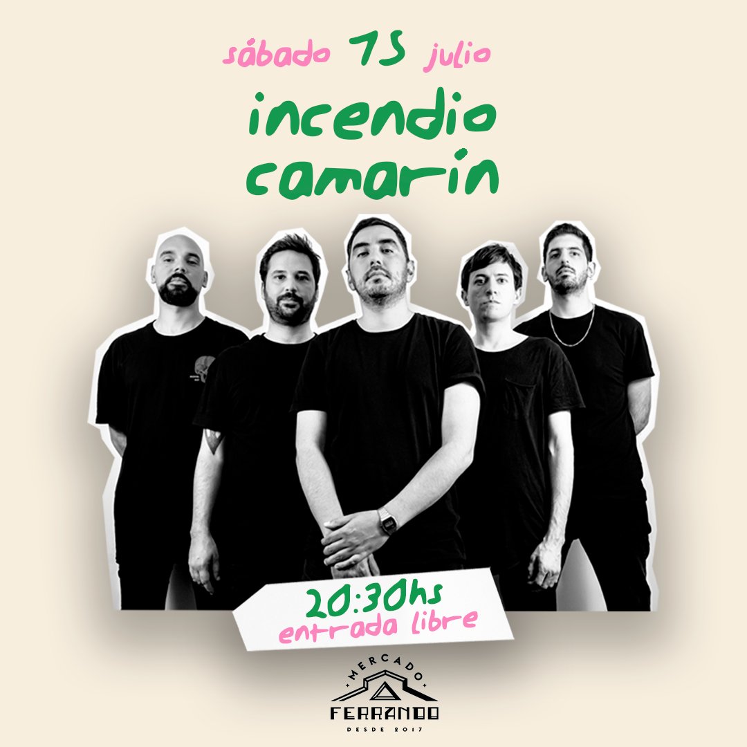 ¡Este sábado 15! tenemos el orgullo de contarles que Incendio Camarín estará tocando en el Mercado Ferrando 🎵🤩🙌

Y para cerrar: DOS BRODILOSKIS musicaliza hasta el cierre 🔥¿Te lo vas a perder? Te esperamos