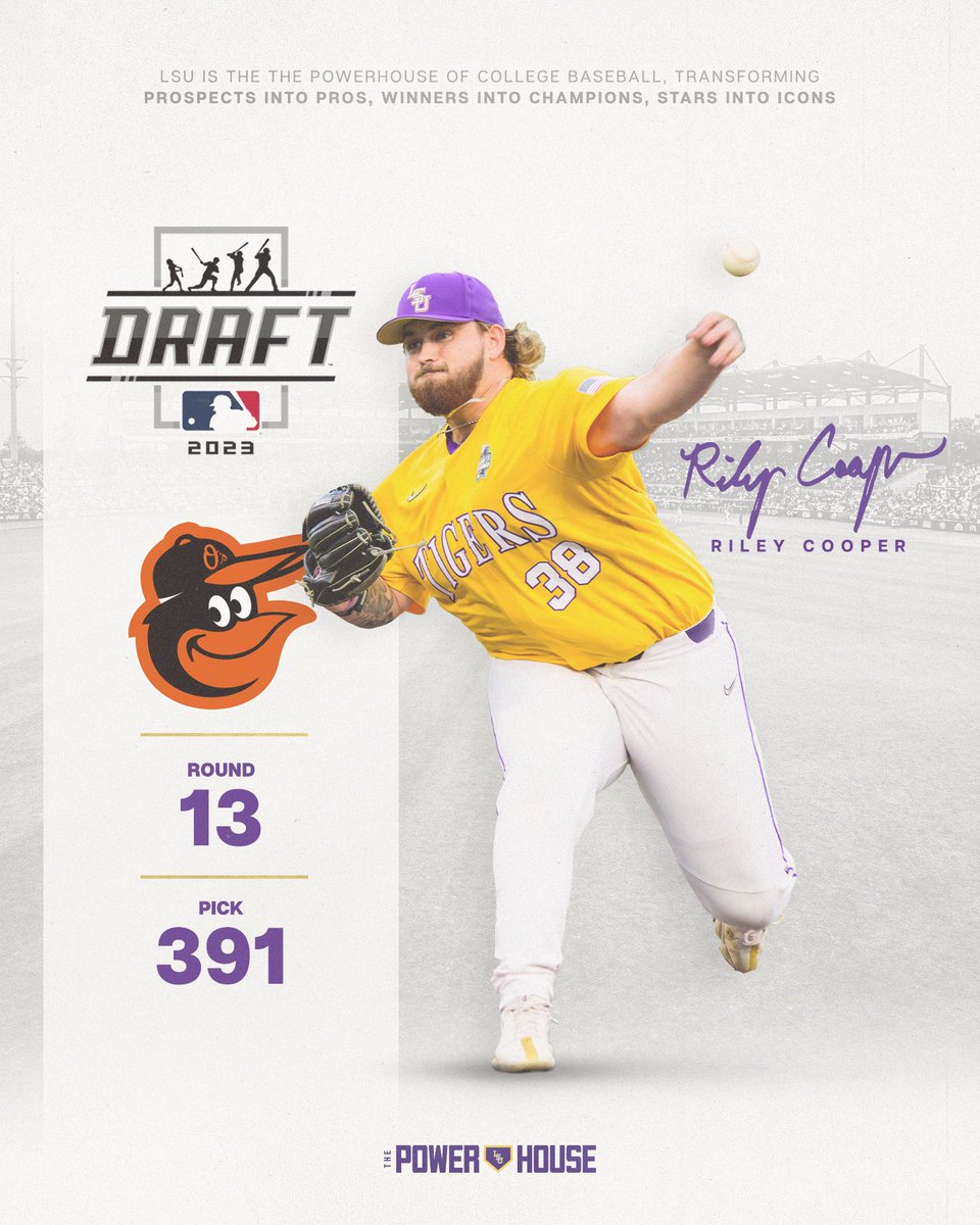LSU Baseball (@lsubaseball) on Twitter photo Riley Cooper has been selected by the Baltimore Orioles with the 391st pick
<a href="/Rileycoop/">Riley Jacob Cooper</a> | <a href="/Orioles/">Baltimore Orioles</a> Riley Cooper has been selected by the Baltimore Orioles with the 391st pick
<a href="/Rileycoop/">Riley Jacob Cooper</a> | <a href="/Orioles/">Baltimore Orioles</a>