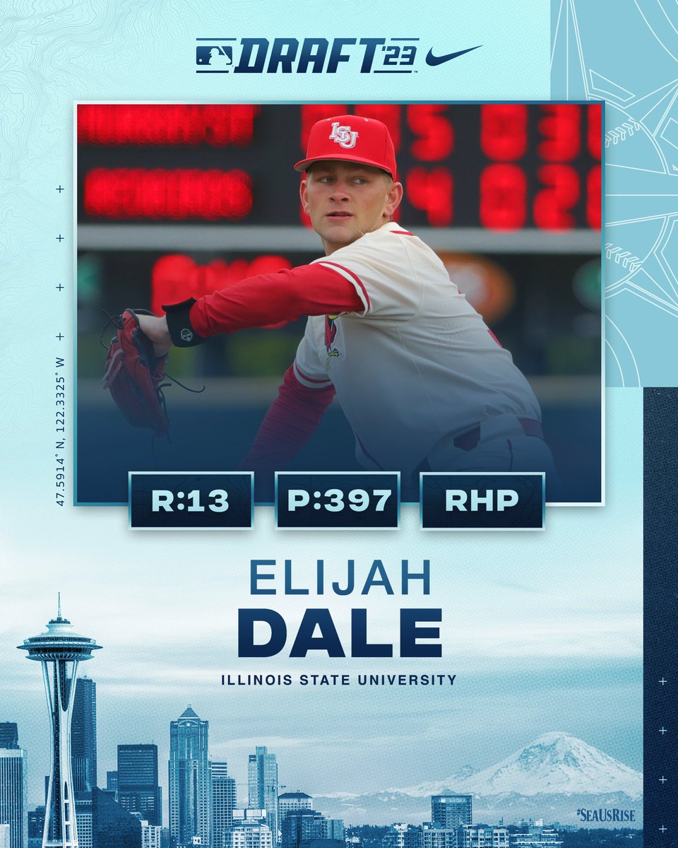Mariners Player Development (@msplayerdev) on Twitter photo With our 13th-round pick in the 2023 #MLBDraft, we’ve selected Elijah Dale, a RHP from <a href="/RedbirdBaseball/">Illinois State Baseball</a>. #SeaUsRise With our 13th-round pick in the 2023 #MLBDraft, we’ve selected Elijah Dale, a RHP from <a href="/RedbirdBaseball/">Illinois State Baseball</a>. #SeaUsRise
