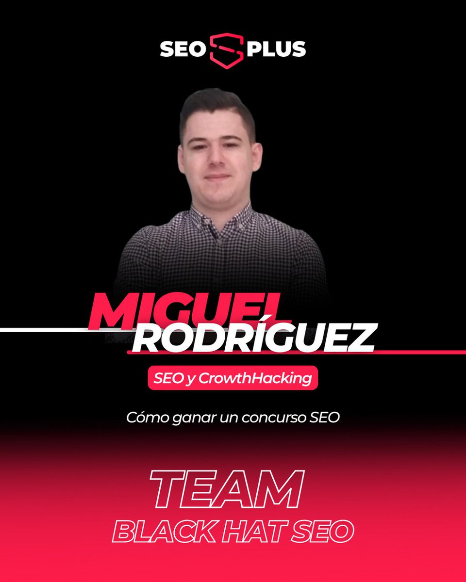 Para completar el Team Black contamos con Miguel Rodríguez, SEO y Growth Hacking.

Nos hablará sobre "Cómo ganar un concurso #SEO", descubre sus secretos de cómo combinando SEO, programación y Growth dan sus frutos.
