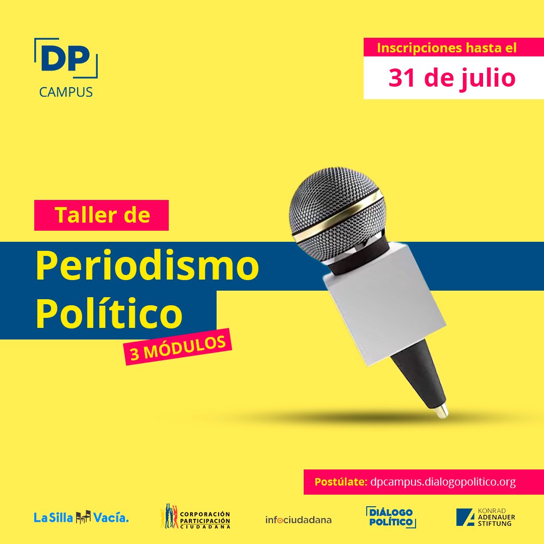 kas_colombia's tweet photo. 📌 Atención periodistas, generadores de contenido o influencers políticos: ya están abiertas las inscripciones para el taller de periodismo político ¡Hay 25 becas! 👩‍💻👨‍💻

🛑Inscripción: https://t.co/TQReDFH3Fs

Un proyecto de @KASPartidos y @dplatinoamerica . https://t.co/xZXtHxYLlx