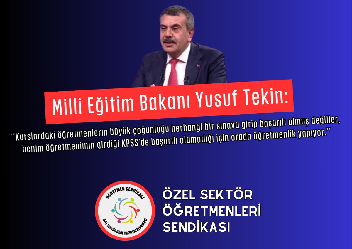 Ülkenin neredeyse tüm üst düzey devlet yetkilileri çocuklarını ya özel okullara ya da kurs merkezlerine yolluyor. "Onlar" diye niteleyip denetimsiz bıraktığınız öğretmenler yetiştiriyor çocuklarınızı. Herşeyin farkında olup bu açıklama neden yapılır?
#BizKiminÖğretmeniyiz
<a href="/tcmeb/">Millî Eğitim Bakanlığı</a>