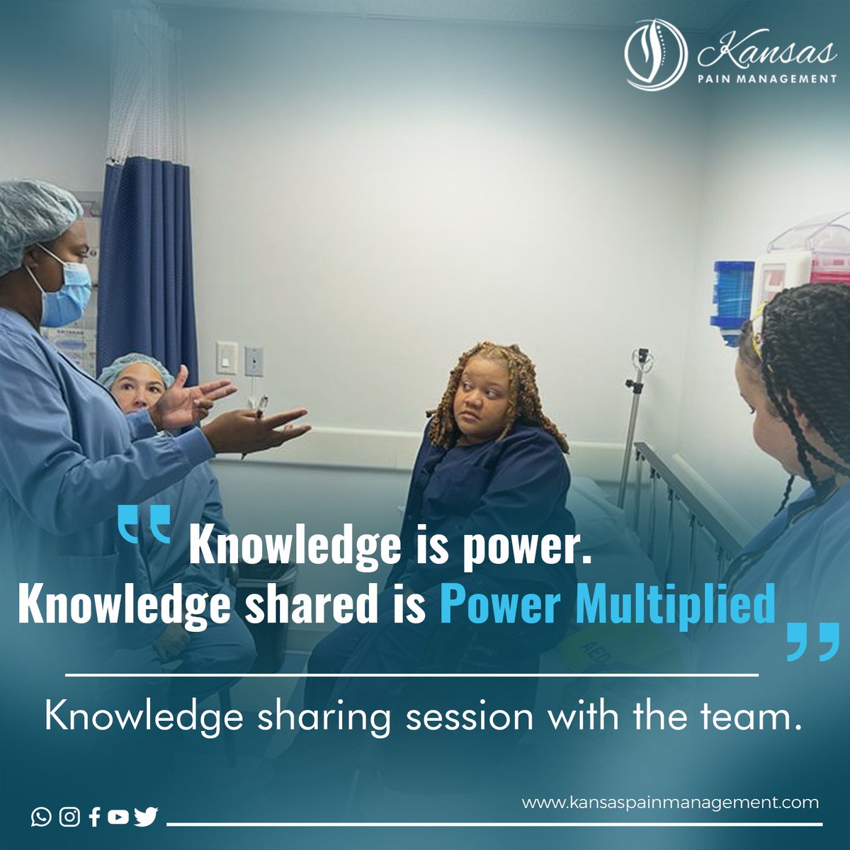 We at Kansas Pain Management believe in learning and growing together. 
' Knowledge is power.
Knowledge shared is Power Multiplied.'
Knowledge sharing session with the team are regular events at #KansasPainManagement
because #SharingisCaring
#Patientwellbeing #PatientTreatment
