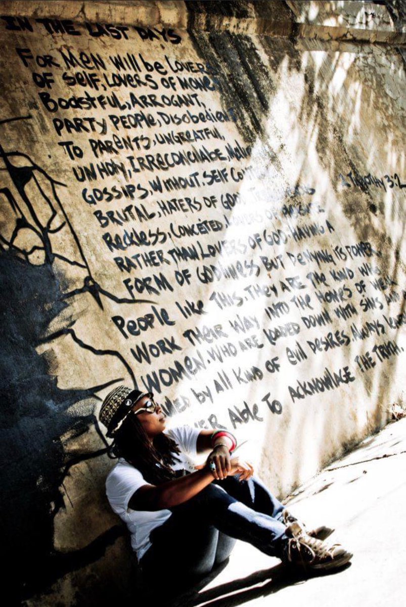 🌞📸 Underpass near Durham Hwy 147 at Alston Ave, Durham NC 
(circa 2013)
Artist: Unknown
Photographer: Johnny J. Jones
Mural: "The Last Days" 2 Timothy 3:2