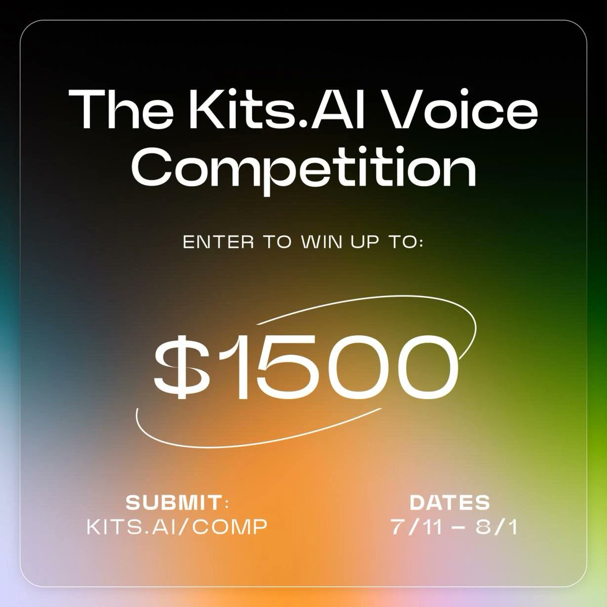 Announcing the $1,500 Kits.AI AI Voice Competition In our continuous pursuit to foster creativity and innovation, we’re hosting a $1,500 AI Voice Competition for creators to showcase their skills using Kits.AI voices.