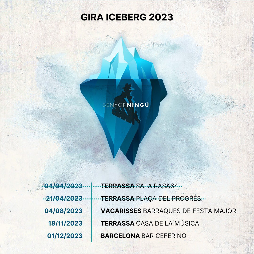 A l'espera de més confirmacions, aquí teniu alguns concerts on presentarem l'EP #iceberg i algunes sorpreses més. Us hi esperem! 🤘🏻🤘🏻#PunkRock #senyorningu #tornarem