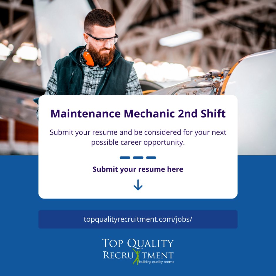 We are hiring a Maintenance Mechanic in Canaan, CT.

Apply now: ow.ly/AStO50P3Ybb

#tqr #hiring #job2023 #maintenancemechanic #CTjob #job
