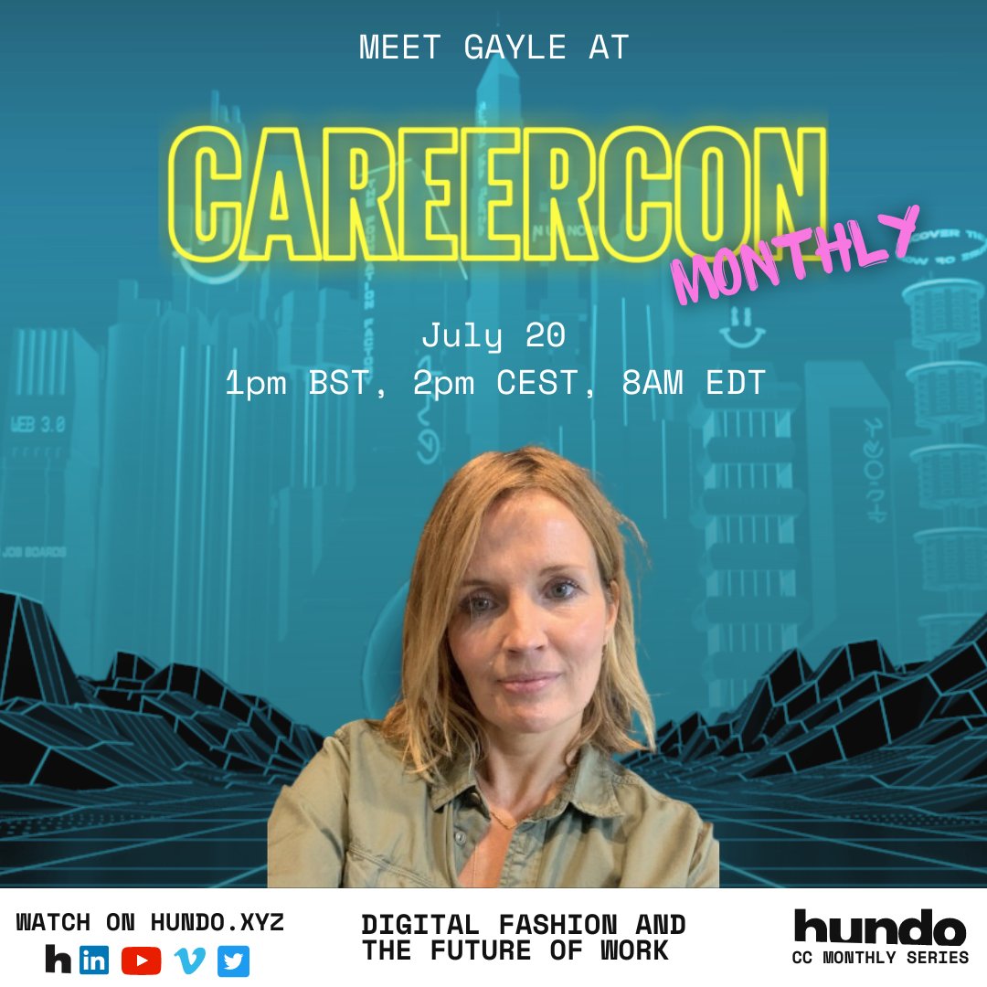 hundo_xyz's tweet photo. Meet @GayleHarrison, CEO and founder of UNTAGGED will talk about Fashion Fusion: Blending Physical, Digital, and NFTs for a Greener Future at our Digital Fashion event 🔥

📅 Thursday 20th of July 
⌚1pm BST, 2pm CEST, 8AM EDT 
📍Online 

Sign up at https://t.co/la8cF7XIHi https://t.co/ZPhuxKWbEn