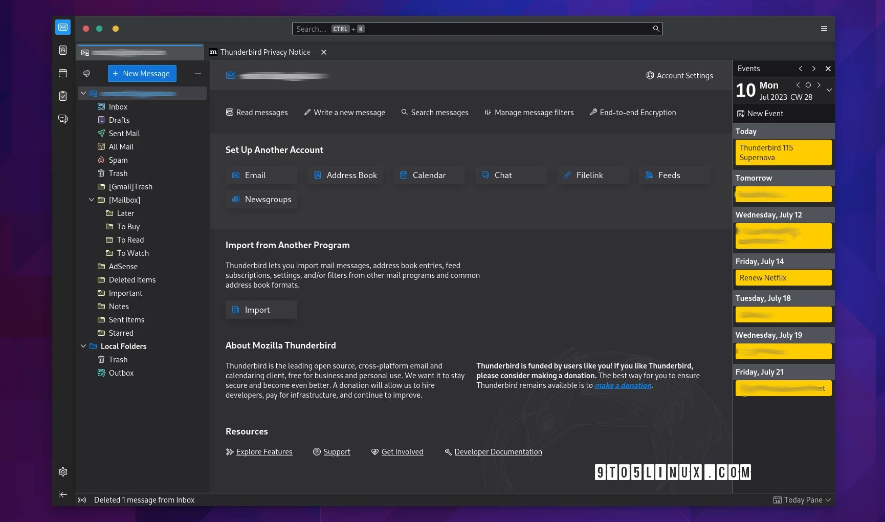 9to5linux on twitter mozilla thunderbird 115 open source email