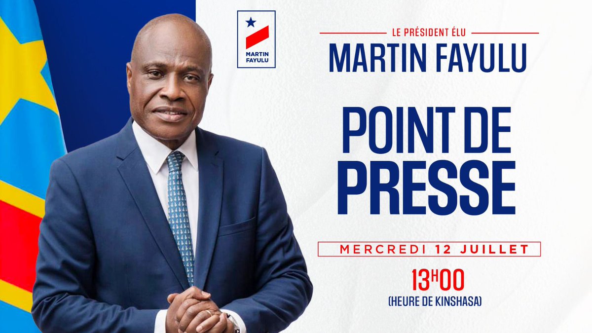 JohnnyKanzenga's tweet photo. #Flash_Flash,le président élu face à la #presse demain mercredi ⤵️ https://t.co/KZxC7hjZHa