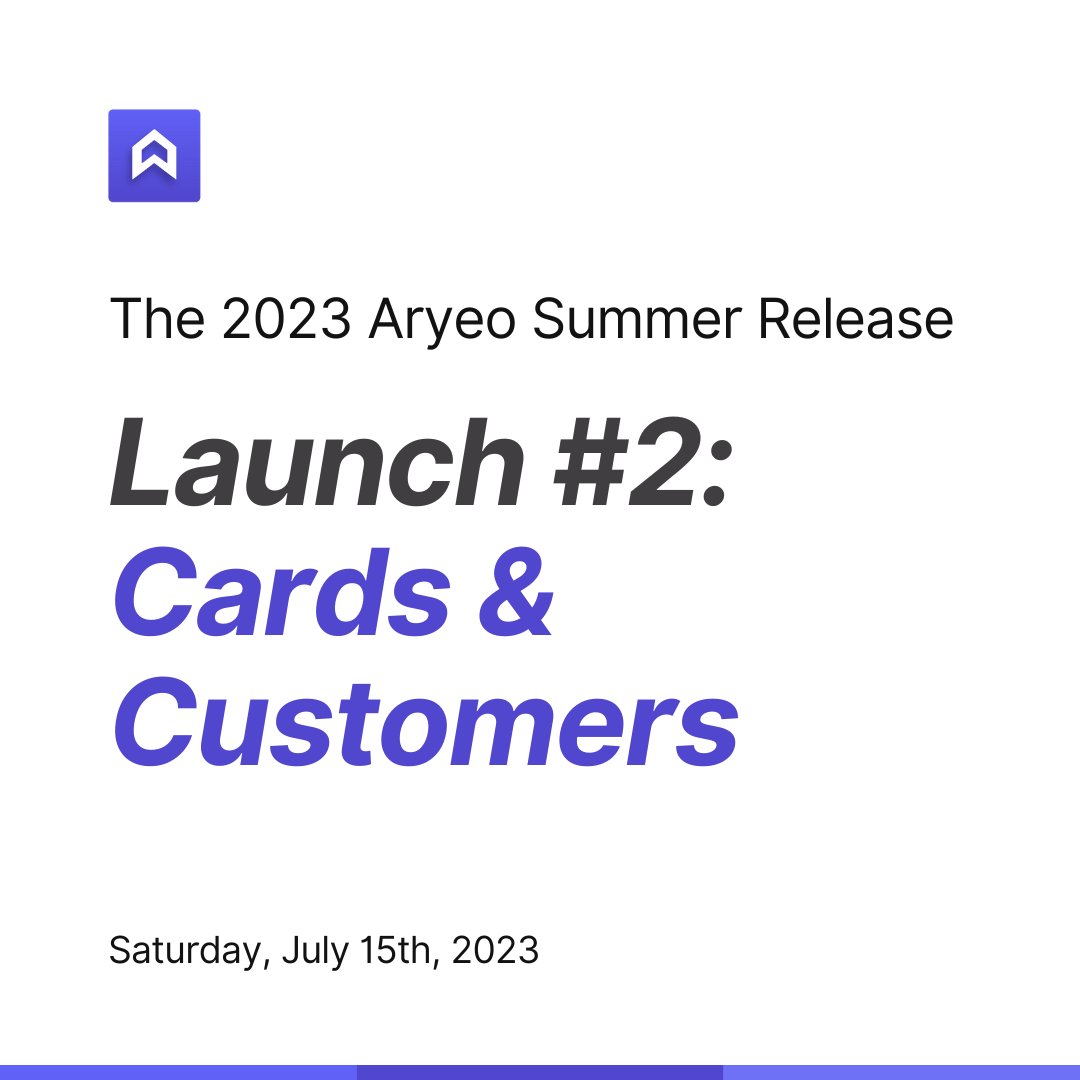 The 2023 Aryeo Summer Release continues with Launch #2 coming this Saturday, July 15th. 🚀

Stay tuned for the Cards &amp; Customers Launch...💳 👥

______

Every Saturday in July we will be announcing new features - check your email &amp; the Aryeo social channels for the full launch!