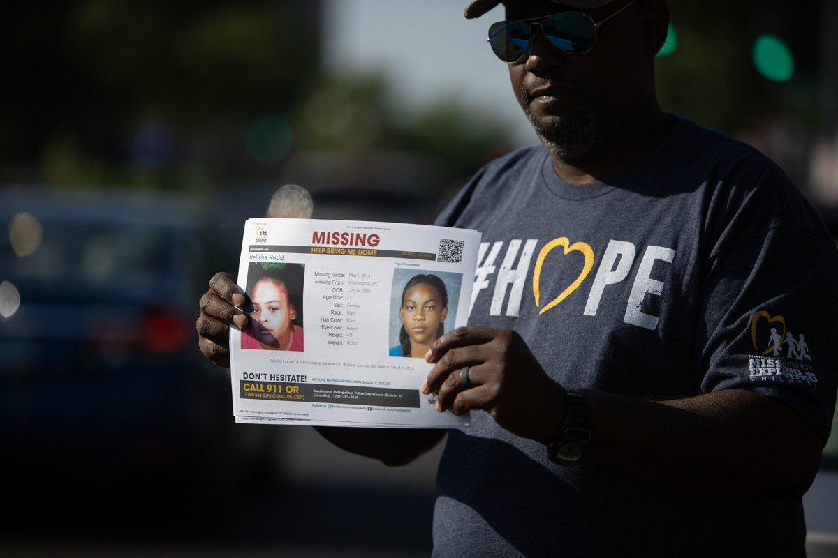 NCMEC's tweet photo. D.C.'s Missing Voice was joined by law enforcement & child advocates on Relisha Rudd Remembrance Day where they distributed her #missing poster. 

The posters they hold depict an age progressed image of Relisha, showing what she might look like today at 17-years-old. https://t.co/lAcc8TdnSu