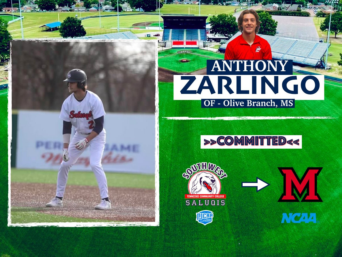 Southwest Tennessee Baseball (@swtenn_bsb) on Twitter photo Congratulations to Sophomore OF Anthony Zarlingo (<a href="/azarlingo2/">Anthony Zarlingo</a>) on his commitment to Miami University Ohio (<a href="/MiamiOHBaseball/">Miami Baseball</a>)!
#SaluqiPride Congratulations to Sophomore OF Anthony Zarlingo (<a href="/azarlingo2/">Anthony Zarlingo</a>) on his commitment to Miami University Ohio (<a href="/MiamiOHBaseball/">Miami Baseball</a>)!
#SaluqiPride