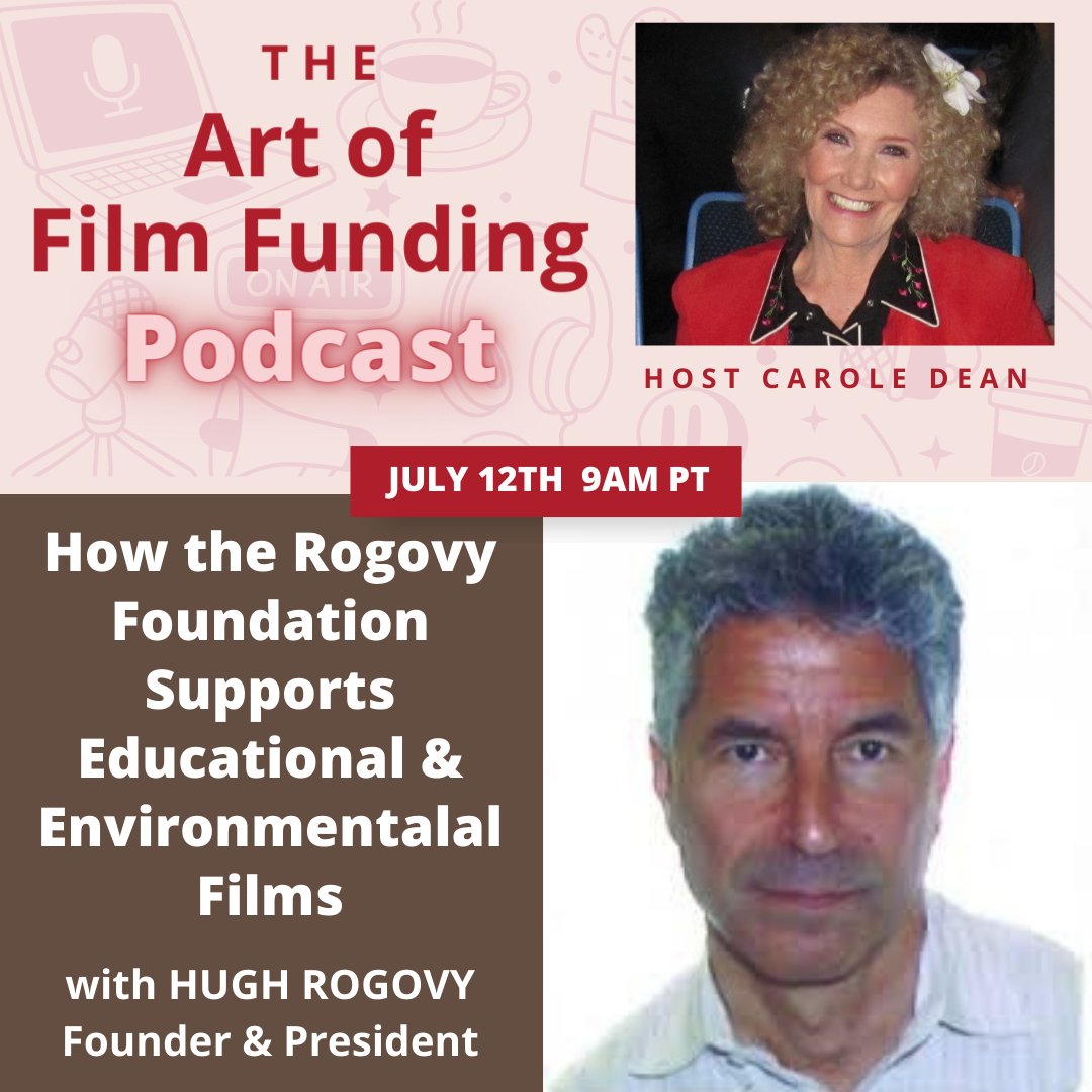 The Rogovy Foundation offers grants to #environmentalfilms and #educationalfilms.  Learn more as I interview grantor Hugh Rogovy,  Wed 7/12 at 9am PT on #theartoffilmfundingpodcast.  Available on iTunes, Goodpods, and Blogtalkradio #filmgrants #documentarygrants