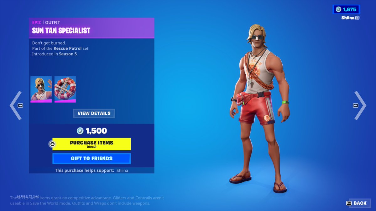 ShiinaBR's tweet photo. The 'Sun Tan Specialist' outfit has returned to the Item Shop after 715 days!

It was last seen on July 27, 2021. https://t.co/Eju9cJ0a5s