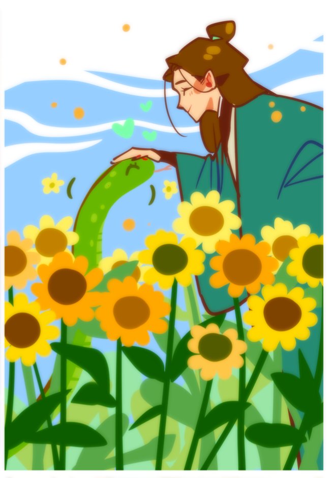 flower yellow flower 1boy male focus pointy ears closed eyes profile  illustration images