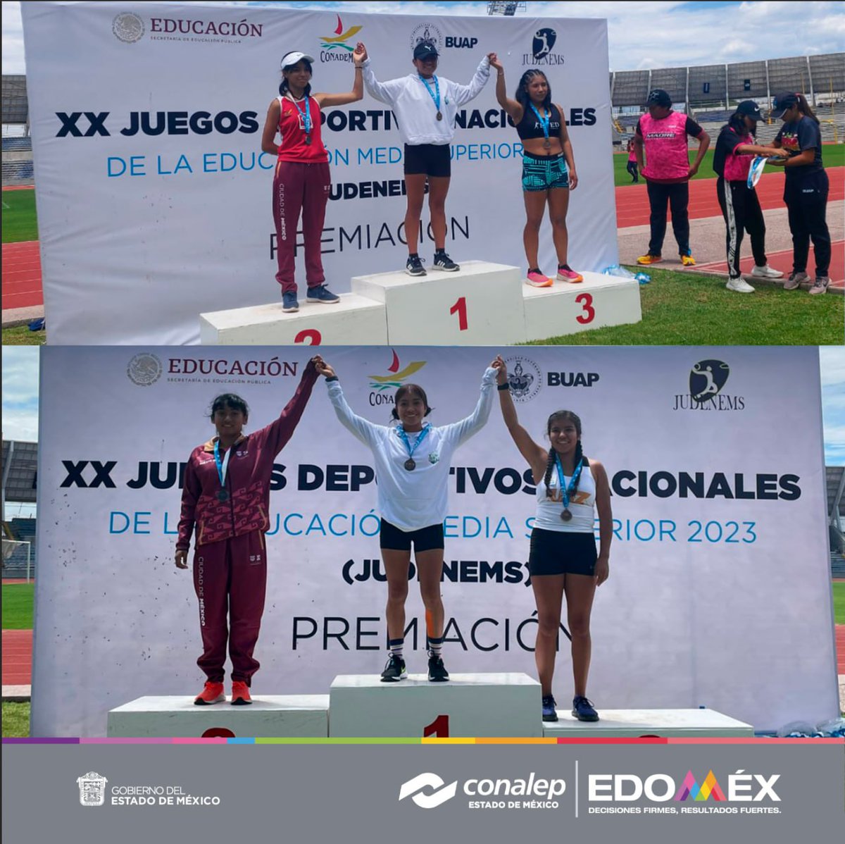 Felicitamos a Dulce Rose Hernández Hernández y Sofía Hernández Martínez  del Plantel Temoaya, obteniendo el 1er lugar en 3000 metros planos y 1er lugar en 2000 Steeplechease  en los XX Juegos Deportivos Nacionales De La Educación Media Superior 2023 (JUDENEMS)