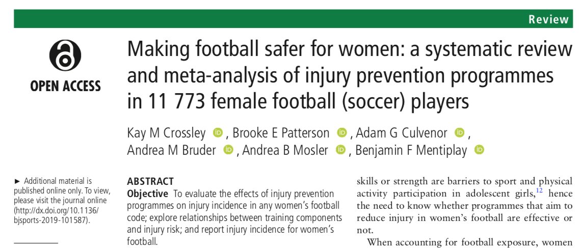 Women's Football Medicine: @kaymcrossley & @Knee_Howells are making football (soccer) safer for women! Exercise-based injury prevention programs significantly ↓ ACL injury by 45% ✅ Learn more at the upcoming Women's Football Medicine Conference! dx.doi.org/10.1136/bjspor…