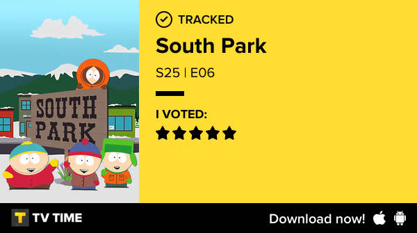 ValerioXehanort's tweet photo. I've just watched episode S25 | E06 of South Park! #SouthPark  https://t.co/wXx93oeBUX #tvtime https://t.co/pARR8sodOO