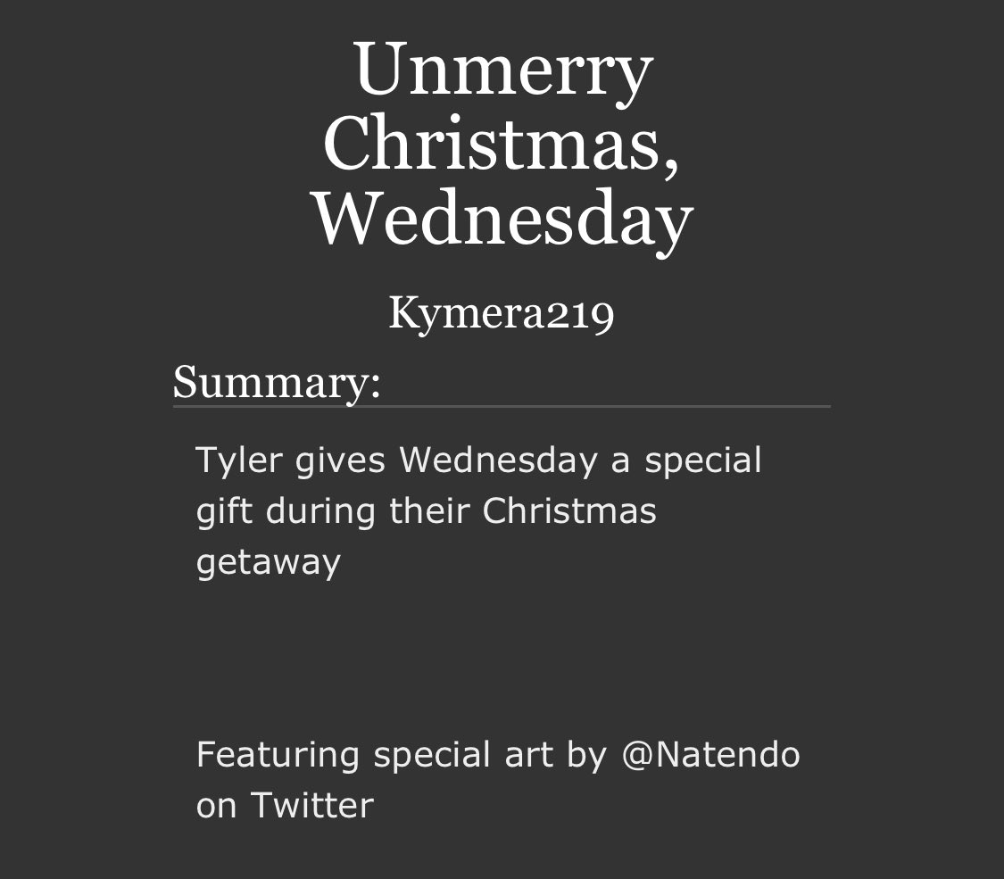 Kymera219's tweet photo. Migraine prevented writing a new fic, so for @weylerweek Day 2 : I'm sharing this piece of their first Christmas together for the firsts prompt 

#wednesdayaddams #tylergalpin #weylerweek2023 

https://t.co/9fHGiUN729 https://t.co/Hr0EEOSrM5