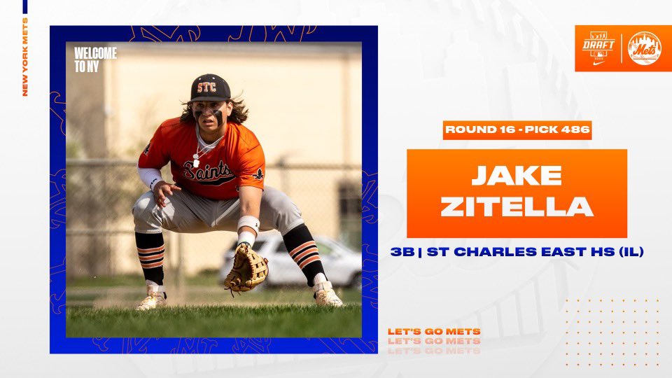 With their 16th round pick, the <a href="/Mets/">New York Mets</a> have selected 3B Jake Zitella from St Charles East HS (IL).