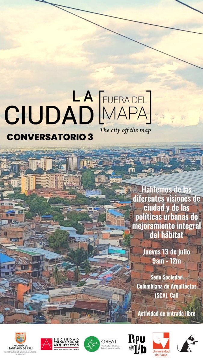 PopuLabCali's tweet photo. Conversatorio 03: Las entidades.

Espacio para discutir las visiones de ciudad y las políticas urbanas relacionadas con el mejoramiento integral del hábitat.

#LaCiudadFueraDelMapa https://t.co/Ww4OYofuVm