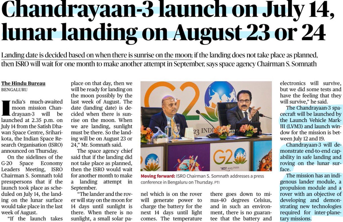 UpscaleIAS's tweet photo. Some important articles on Chandrayaan- 3. 
There is NO alternative to newspaper reading. Join our programmes here for daily highlighted articles. https://t.co/nI0g1OfjQn #upsc #ias #upscmeme #ips #prelims #csat #Chandrayaan3 #ISRO https://t.co/ELMnbTzHSg