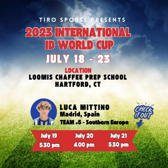 Here we go!  One week to the <a href="/TiroSports/">Tiro Sports</a> International ID World Cup in Hartford.  My first round schedule.

Looking to take Southern Europe to the finals on Sunday.  Exited to have <a href="/YaleMSoccer/">Yale Men's Soccer</a> coaching Team Southern Europe and competing against coaches from <a href="/Wes_msoccer/">Wesleyan Mens Soccer</a>