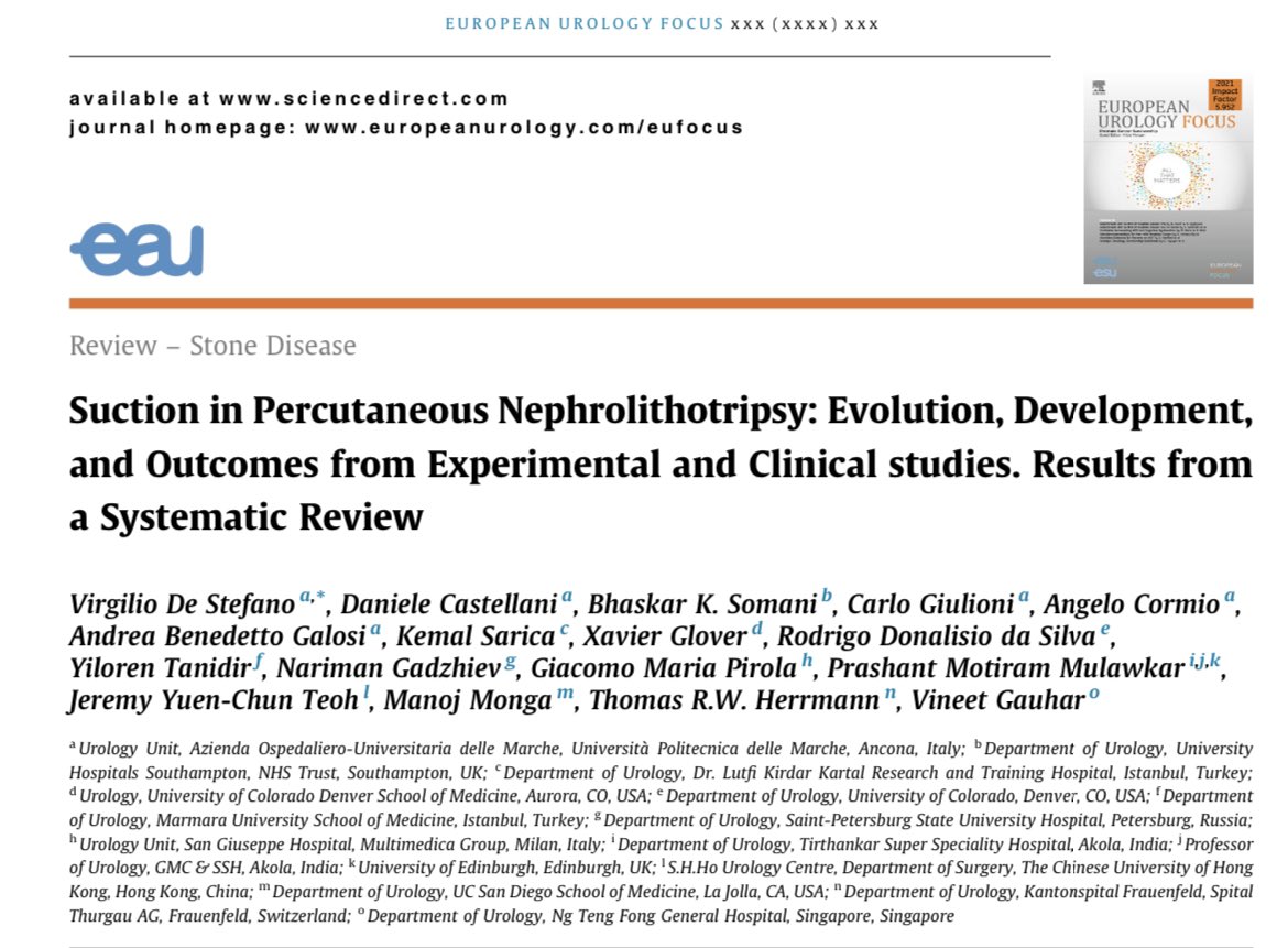 Virgilio De Stefano (@virgiliods) on Twitter photo Suction in Percutaneous Nephrolithotripsy: Evolution, Development, and Outcomes from Experimental and Clinical studies.
Our results from a Systematic Review
sciencedirect.com/science/articl…
Special thanks to our wonderful team! ⭐️
<a href="/D_Castellani/">Daniele Castellani</a> <a href="/DocGauhar/">DrG</a> <a href="/official_corm/">Angelo Cormio</a> <a href="/carlo_giulioni/">Carlo Giulioni</a> Suction in Percutaneous Nephrolithotripsy: Evolution, Development, and Outcomes from Experimental and Clinical studies.
Our results from a Systematic Review
sciencedirect.com/science/articl…
Special thanks to our wonderful team! ⭐️
<a href="/D_Castellani/">Daniele Castellani</a> <a href="/DocGauhar/">DrG</a> <a href="/official_corm/">Angelo Cormio</a> <a href="/carlo_giulioni/">Carlo Giulioni</a>