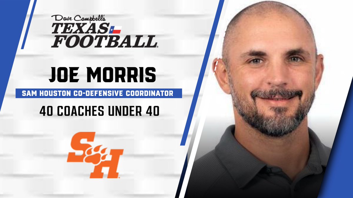 Congrats to Sam Houston co-defensive coordinator @jbmorriscoach for being named to the 2023 @dctf 40 under 40. Full list: texasfootball.com/article/2023/0…