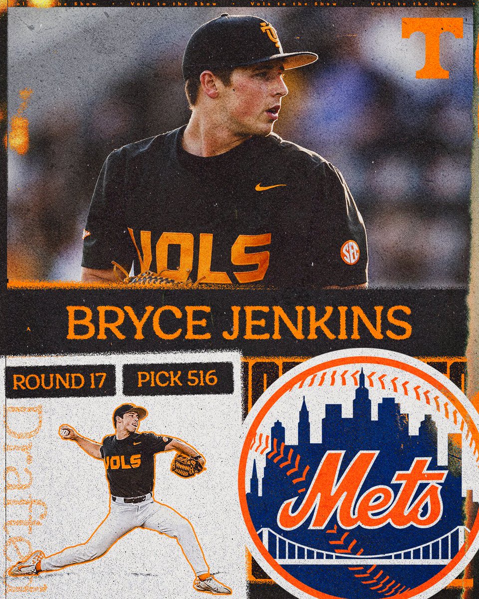 Vol_Baseball's tweet photo. Bryce to the Big Apple! 🏙️🍎

With the No. 516 pick in the 2023 MLB Draft, the @Mets select Bryce Jenkins!!

#GBO // #OTH // #LGM https://t.co/fdKvNGce06