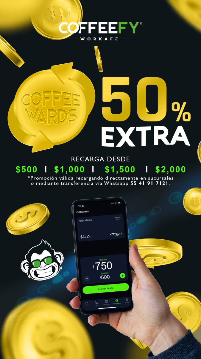 COFFEEFYWORKAFE's tweet photo. ¡COFFEEFY te regala 50% extra en coffeewards!

Los #coffeewards no caducan y lo mejor de todo es que los podrás utilizar para comer, beber y reservar tu workspace preferido a través de nuestra APP.
¡Recarga ya!
https://t.co/xICsWa3TgB

#coworking #workspace #digitalnomad https://t.co/0R4mw2J2PB