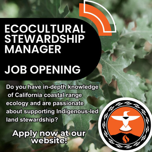 Do you have in-depth knowledge of CA coastal range ecology &amp; are passionate about supporting Indigenous-led land stewardship? TERA is looking for an EcoCultural Stewardship Manager to oversee projects ranging from prescribed &amp; cultural burns, fuels reduction, restoration &amp; more!