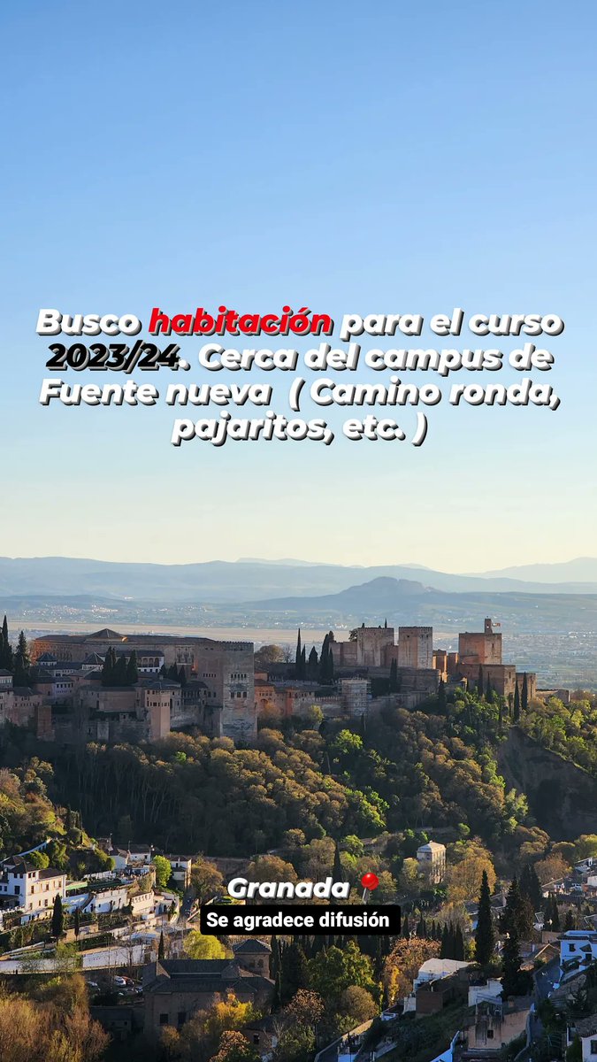 Buenas, busco habitación libre en Granada para el curso 2023/24 cerca del campus de la facultad de ciencias. Soy un chico amable, simpatico, me gusta hacer vida en común y respeto el horario de estudio. Estudio tercer año de ingeniería civil en la Escuela de ingeniero de caminos.