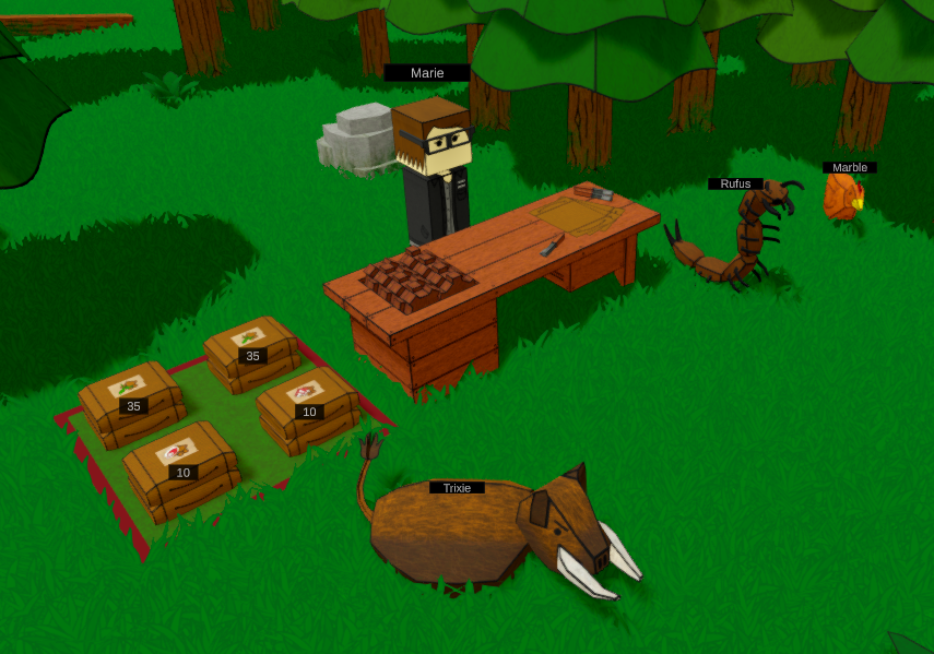 _ZeroTris_'s tweet photo. Today I have added a new crafting table which allows you to produce some food for you pets (and centipedes of course) 🐗🐛😋

#indiegame #gamedev #pets #colonymanagement https://t.co/I8wX2lHeMW