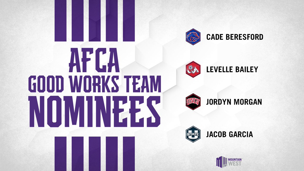 A big congratulations to these four student-athletes who were nominated for the 2023 Allstate @WeAreAFCA Good Works Team 👏🙌 #MWFB