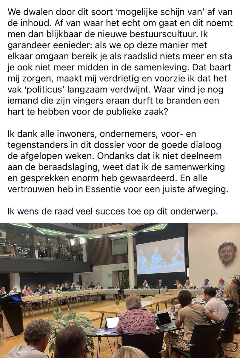 Kay_Thijssen's tweet photo. ⚠️ 𝗦𝘁𝗮𝘁𝗲𝗺𝗲𝗻𝘁 ⚠️

Vanavond stond de behandeling van een vervolgstap (MER-onderzoek) naar windturbines op de agenda. Daarin heb ik onderstaande verklaring afgelegd en verder niet meer deelgenomen. De verklaring spreekt voor zich. Vragen? Stel ze gerust aan mij via een DM. https://t.co/2Nviz7CEgQ