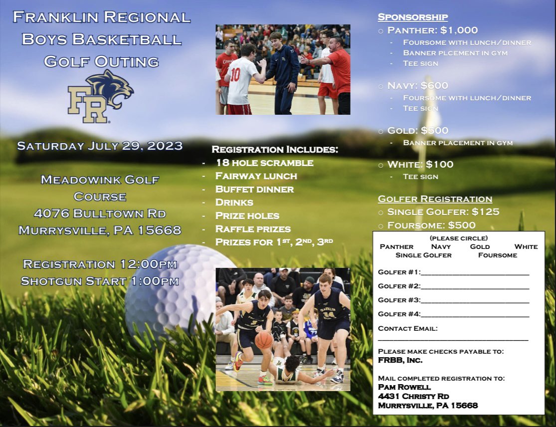 JJReed14's tweet photo. We still have some spots left in our FR hoops outing! We have some awesome prizes waiting for you
- 50” TV
- Signed Evgeni Malkin &amp; Rickard Rakell jerseys
- 50 yard line Steeler Tickets
- Foursomes to Westmoreland CC &amp; Hill Crest CC

And much more!

Hope to see you there! https://t.co/FG3rQn87nO
