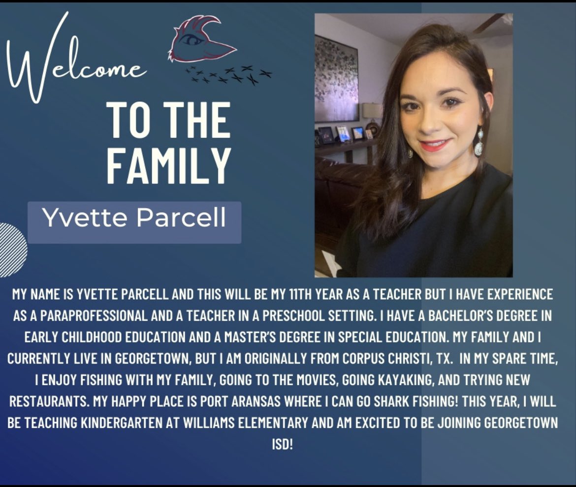 Welcome Ms. Parcell to the Kinder team!