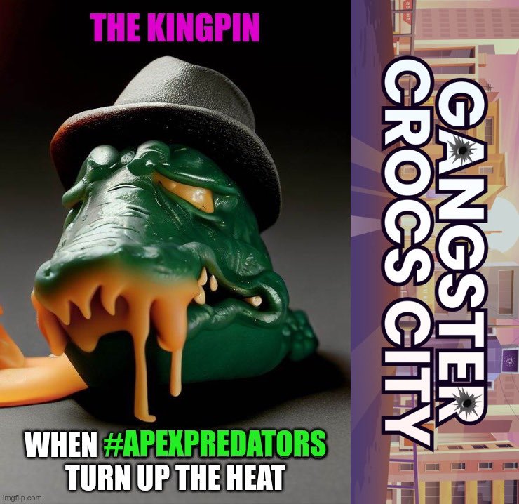 The Kingpin has crossed the line in @GangsteCrocCity. Thinks he can get away with our Baby Croc and 100k $C4. He’s wrong. The #ApexPredators and the #ShadowCowards are going to join forces and take him out. Join our discord and help us get our prizes back. Kingpin is going down.