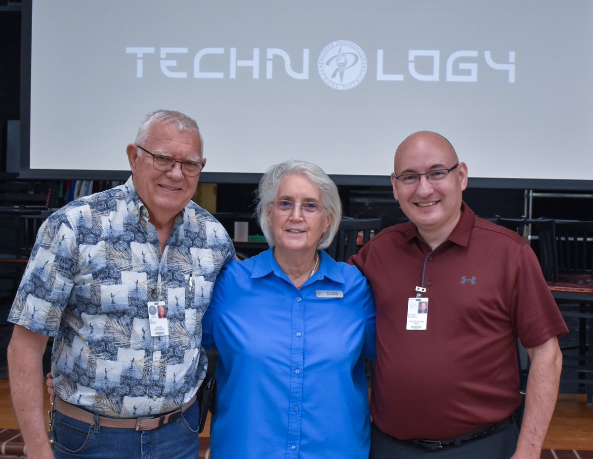 Today we celebrated two individuals, Jim and Pat, that have served the Technology Department and @ProsperISD faithfully for many years. The main server room will be named after them. Thank you both for your dedication and hard work. #humanfactor 😎🎉♥️